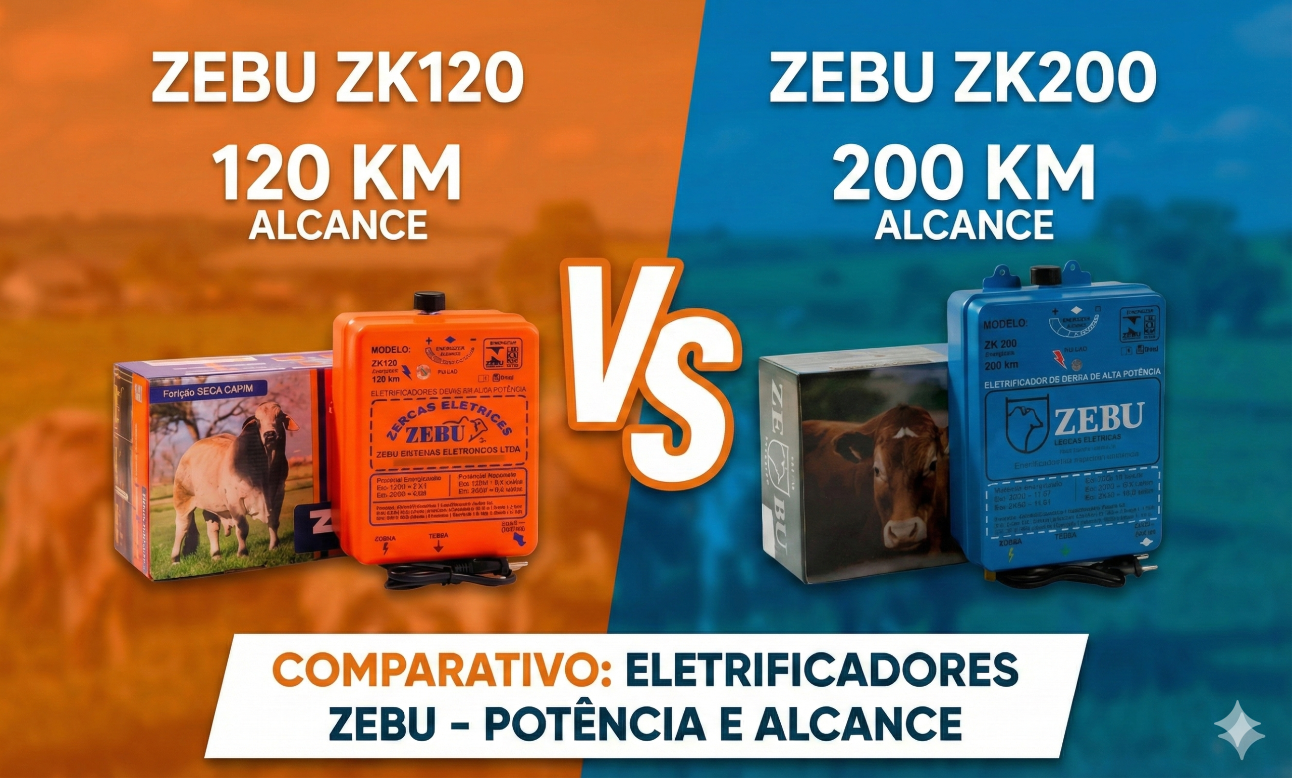 Eletrificador de Cerca Zebu: 120km vs 200km