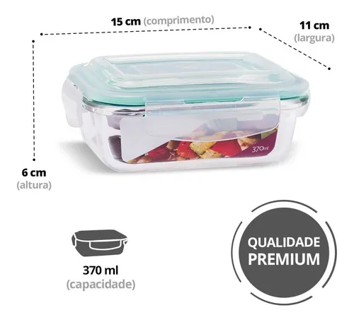 Kit Conjunto 10 Potes Vidro Hermético Marmita Tampa 370ml-3